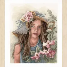 Набір для вишивки хрестом LanArte Little girl with hat "Маленька дівчинка у капелюсі"