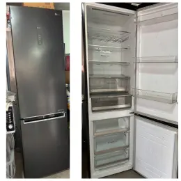 Холодильник LG темно-графітового кольору, висота 2м 60см, ширина 60см, суха заморозка