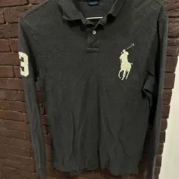 Vintage Polo Ralph Lauren Long Sleeve Big Logo Custom Fit Мужская рубашка поло Размер M