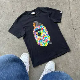 VINTAGE SINGLE STITCH BAPE A BATHING APE MULTI COLOUR BIG LOGO T-SHIRT M