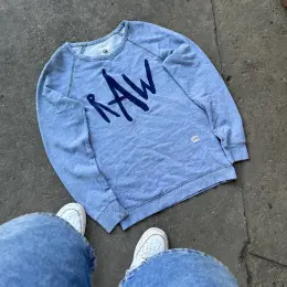 VINTAGE G-STAR RAW 96 LIMBAR ART R/SW LONGSLEEVE EMBROIDERED SWEATSHIRT LIGHT BLUE