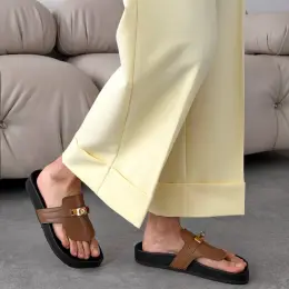 Шльопанці barefoot натуральна шкіра колір Рудий | Горіх
