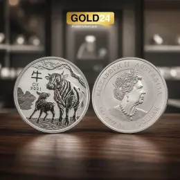 Срібна монета "Рік Бика" 2021 Австралія 1 долар 999 проба 31.1г