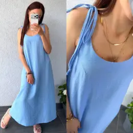 Платье макси из льна с хлопком
