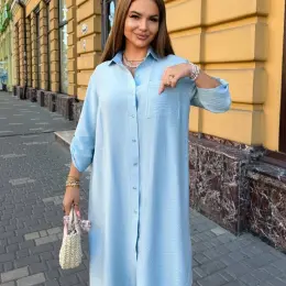 Сукня вільного крою з льону жатки