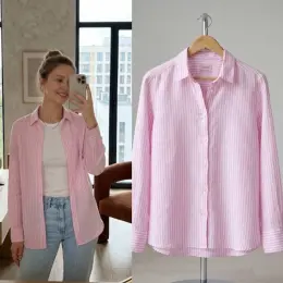Сорочка жіноча в смужку з льону, розмір 18