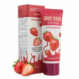Лубрикант Hot Kiss Cream Strawberry на водной основе, 50 мл