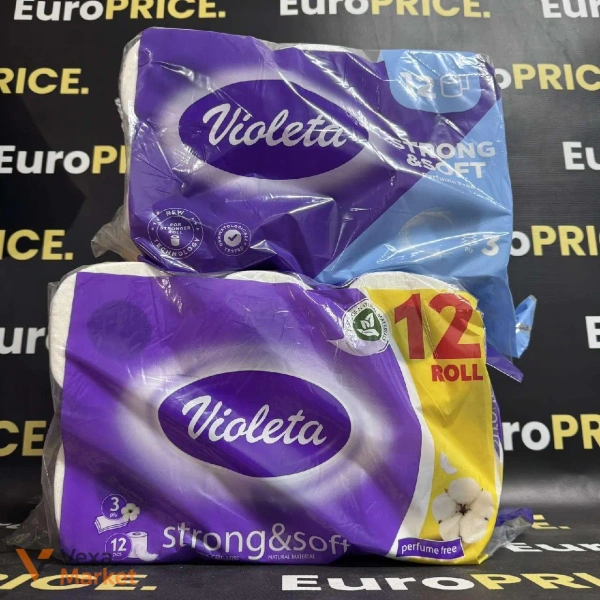 Туалетний папір Violetta Strong & Soft, 12 рулонів, 3-шаровий