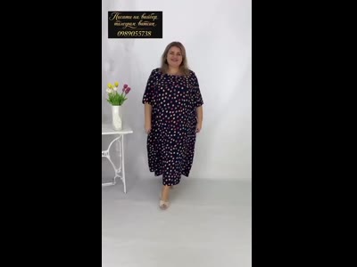 Весняна сукня з кишенями з штапелю великих розмірів