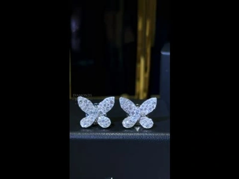 GRAFF Pave Butterfly Diamond Stud Earrings 18K Gold 2.20ct