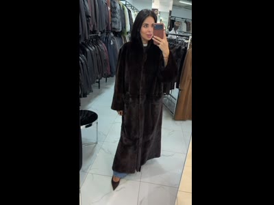 Преміальна норкова шуба махагон 130 см