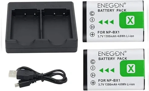 Акумулятор enegon np-bx1 (2 шт. 1300 маг) та швидкий подвійний зарядний пристрій для sony...