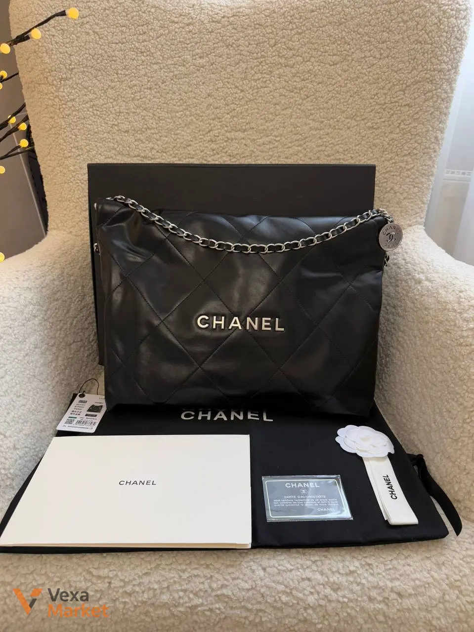 Chanel 22 сумка з гладкої шкіри 41 х 35 см — фото 3