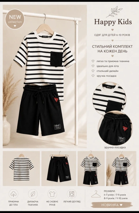 Дитячий комплект для хлопчика, Туреччина, бавовна, чорний, новий