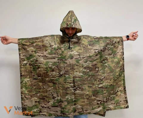 Дощовик-пончо тактичний Ripstop Polyester Мультикам 210x140 см