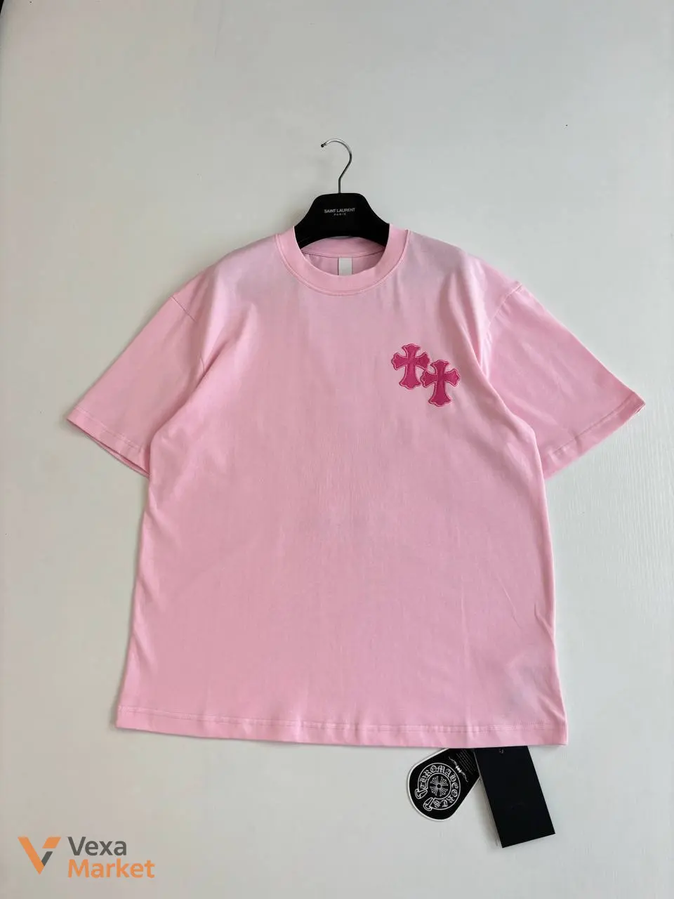 Футболка Chrome Hearts Cross Patch рожева — фото 3