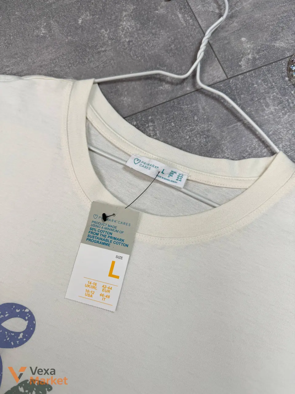 Футболка Primark молочного кольору оверсайз з принтом "Summer" — фото 3