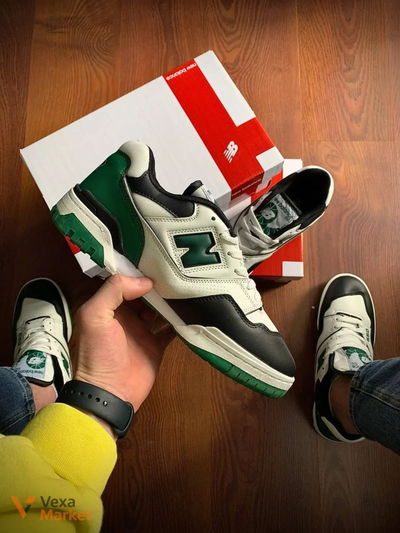 Кросівки чоловічі New Balance 550 Black & White & Green — фото 5
