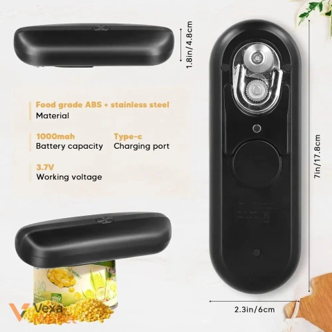 LIFEJXWEN One-Touch автоматична електрична відкривачка для консервних банок чорна