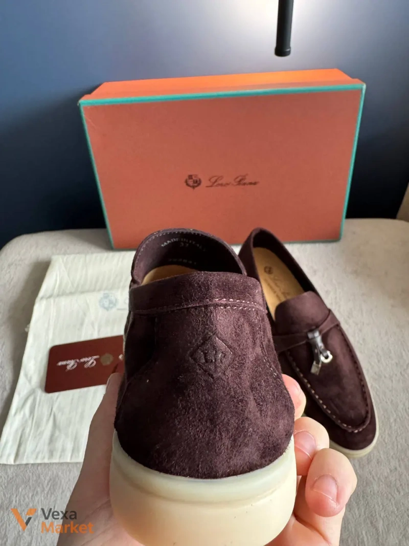 Лофери Loro Piana шоколад натуральна замша розмір 37 — фото 4
