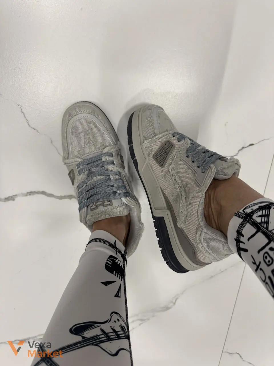 Louis Vuitton Trainer Grey шкіра, текстиль — фото 4