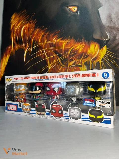 Marvel Funko Pop! 5-Pack Spider-Man Suits: Prodigy, The Hornet, Prince of Arachne, Spider-Armor MK I, Spider-Armor MK II