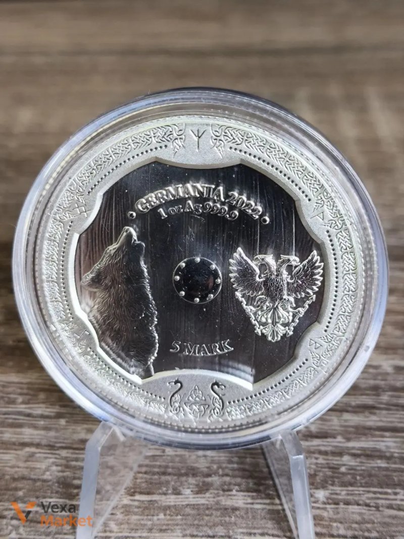 Монета "Валькірія Хільдегард" Germania 2022 1 oz Ag999.9 5 Mark — фото 2
