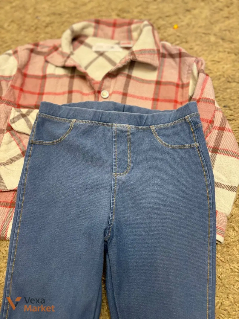 Набор для девочки Zara: рубашка и джинсовые лосины, 4-5 лет — фото 2