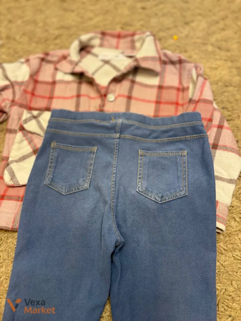 Набор для девочки Zara: рубашка и джинсовые лосины, 4-5 лет — фото 3