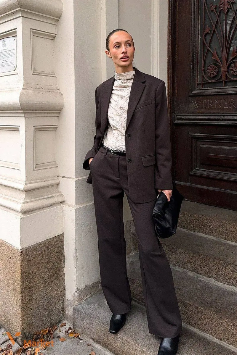 Піджак NA-KD Oversized Twill Blazer Коричневий — фото 2