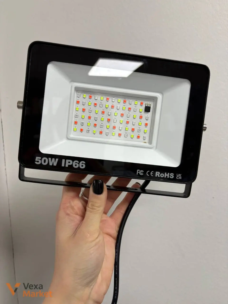 Прожектор LED кольоровий 50W IP66 з пультом керування — фото 2