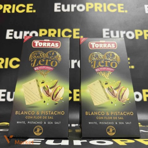 Шоколад Torras Zero білий з фісташкою без цукру 125г