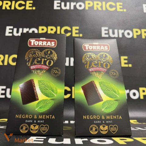 Шоколад Torras Zero Negro & Menta без цукру 125г