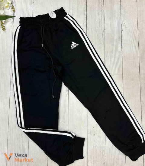 Штани Adidas чорні з білими смугами