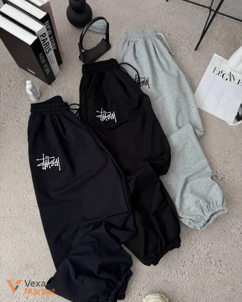 Штани Stussy з вишивкою, чорні, сірі, сині — фото 7