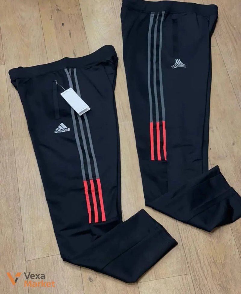 Спортивные штаны Adidas черные с белыми лампасами — фото 3