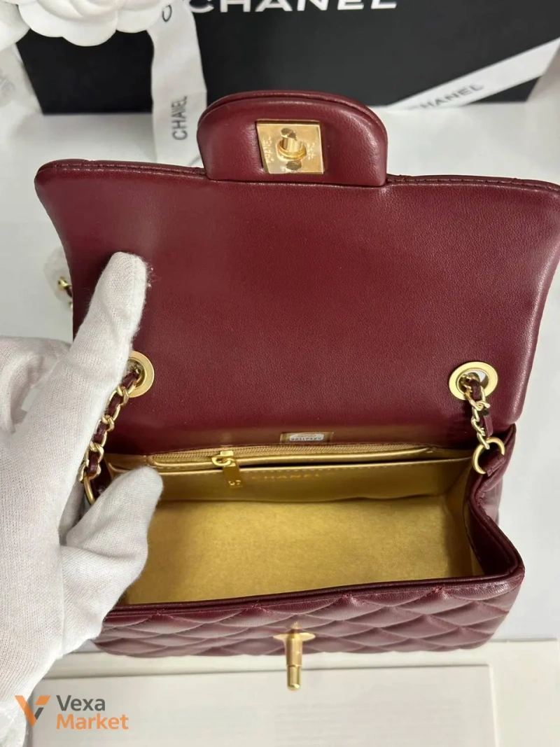 Сумка Chanel Mini 17 cm бордовая — фото 3
