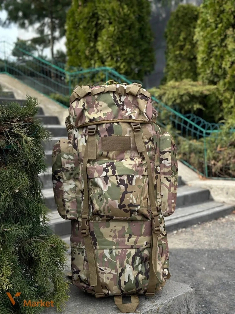 Тактичний рюкзак 80л/120л з алюмінієвою рамою, водовідштовхувальний Оксфорд, Molle, гідратор, анатомічні лямки — фото 8