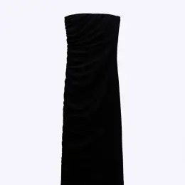 Чорна міді сукня-бандо з драпіруванням Zara XS