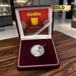 Срібна монета "Богдан Хмельницький" 999 проби 31,1г Україна