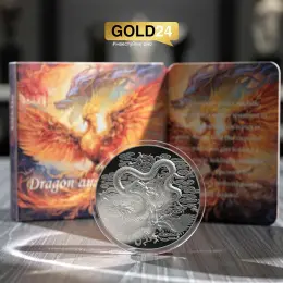 Срібна монета "Double Dragon & Phoenix" 55,98г 999 проба Габон