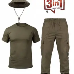 Тактичний комплект 3в1 Tactical Coyote: футболка, карго-штани, панама