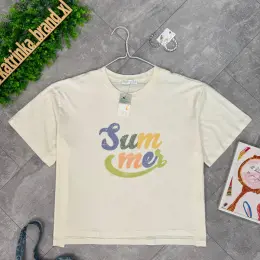 Футболка Primark молочного кольору оверсайз з принтом "Summer"