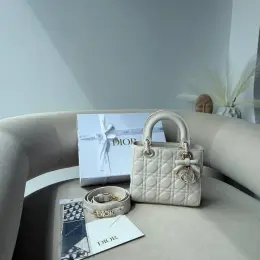 Dior Lady Milk/Gold сумка з натуральної шкіри