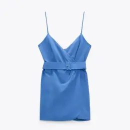 Синя міні сукня на запах Zara XS