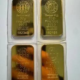 Золоті зливки 50г Argor, Credit Suisse, Münze, Pamp, Herause Kinebar, Herause