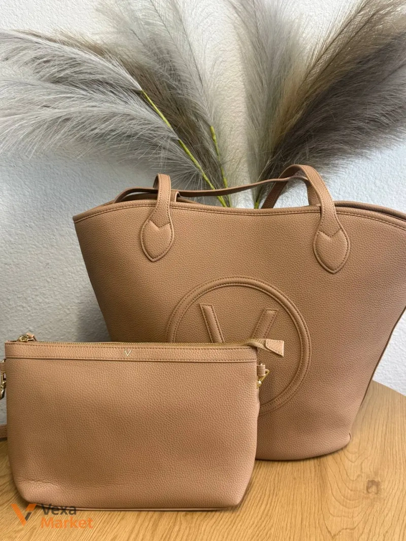 Valentino Bags Special Covent Set Tote карамельна сумка з косметичкою — фото 4
