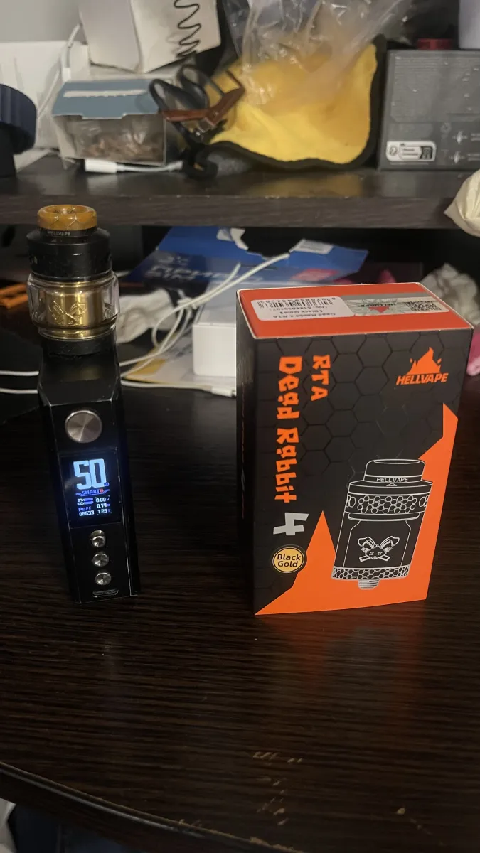 Vape Drag Black Gold з баком Hellvape Dead Rabbit RTA, стан відмінний — фото 4