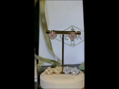 Van Cleef & Arpels Vintage Alhambra серьги из белого/желтого/розового золота 18К с бриллиантами