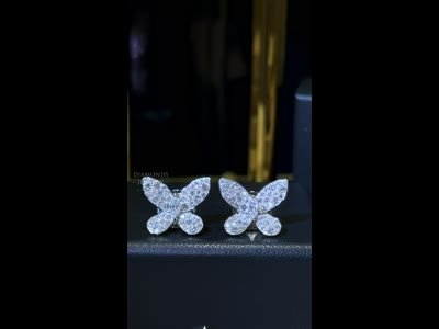 GRAFF Pave Butterfly Diamond Stud Earrings 18K Gold 7.05ct